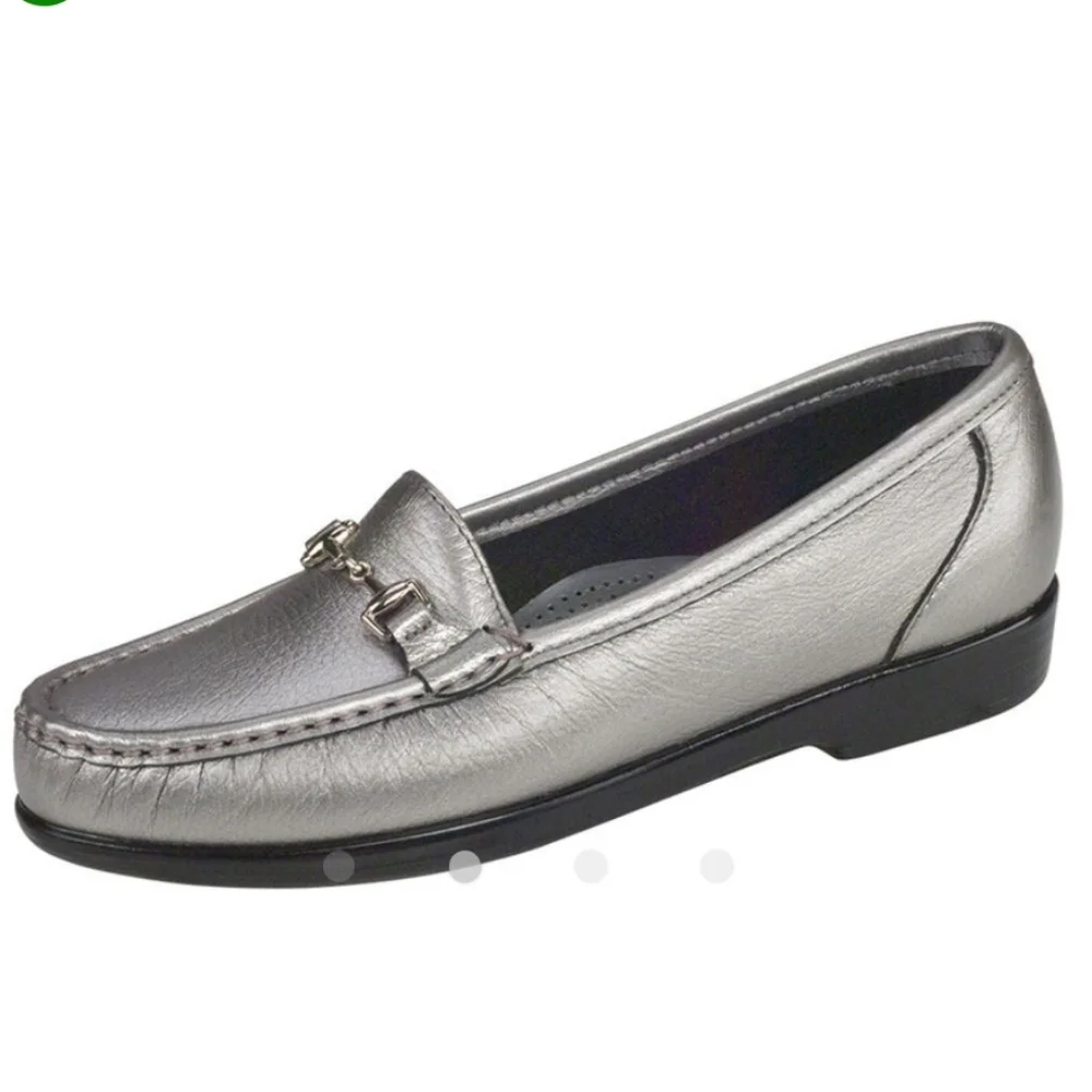 SAS Metro‎ Pewter Leather Loafer With Horsebit Detail